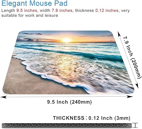 Beach Sunset Mouse Pad,Cute Mouse pad,Custom Small Mouse Pads with Designs,Portable Office Non-Slip Rubber Base Wireless Mouse Pad for Laptop